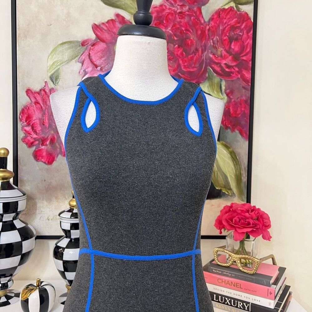 Bailey 44 Women's Koolhaas Sleeveless Sheath Midi Dress Blue Gray Small
